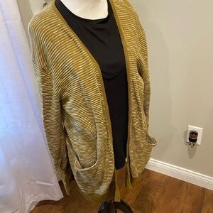 Madewell Brown and White Striped Duster Cardigan size Small